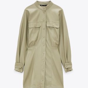 Zara Faux Leather Green Mini Dress